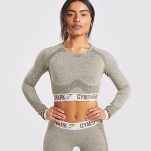 Gymshark Long Sleeve Flex Top in Khaki (S)